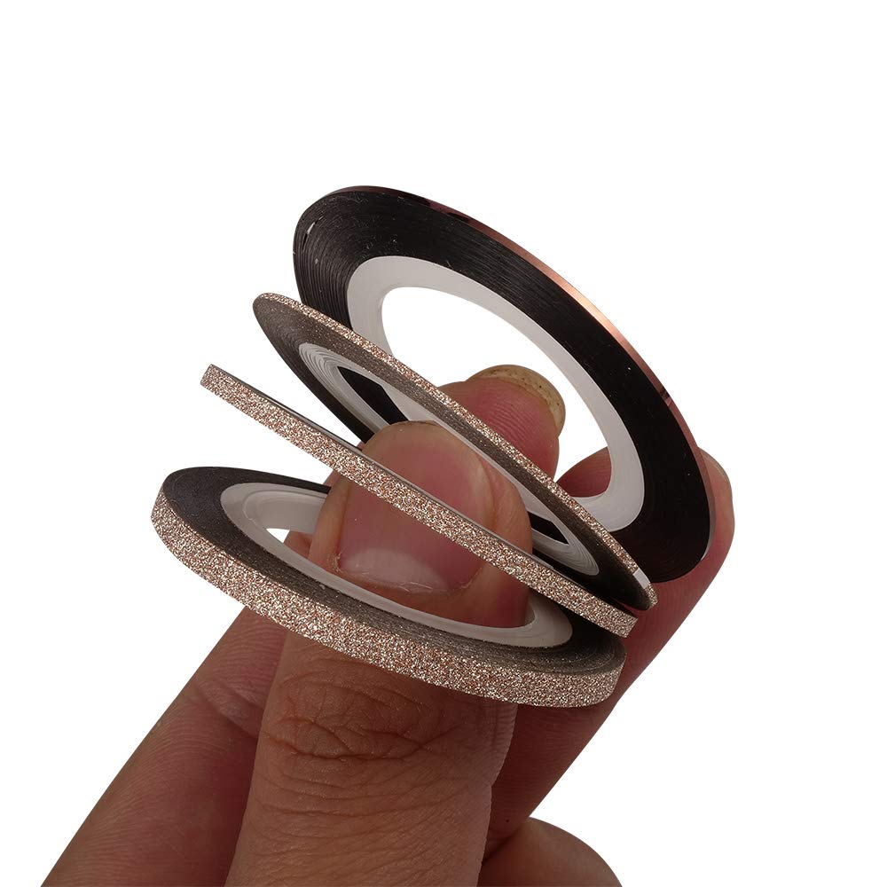 Wakind Nail Striping Tape 4 Rolls Striping Decals Foil Tips Tape Line Matte Effect Glitter 1mm 2mm 3mm Nail Tape Stickers Styling Strips for DIY Nail ArtL8