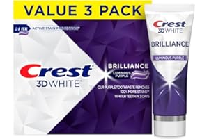 Crest 3D White Brilliance Luminous Purple Teeth Whitening Toothpaste, 4.6 oz Pack of 3, Anticavity Fluoride Toothpaste, Fight