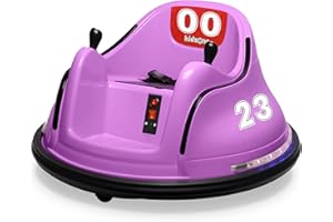 Kidzone 6V Electric Ride On Bumper Car for Kids & Toddlers 1.5-6 Years Old, DIY Sticker Baby Bumping Toy Gifts W/Remote Control, LED Lights & 360 Degree Spin, ASTM Certified