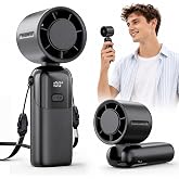 Portable Handheld Turbo Fan, 5000mAh USB-C Rechargeable Mini Pocket Fan | 12H Runtime, 1-100 Speeds Strong Airflow, LED Display, 3 in 1 Hand Fan for Travel, Outdoor, Beach, Gifts for Women, Men
