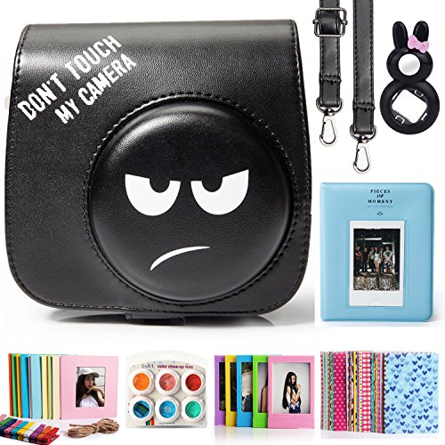 CAIUL Compatible Fujifilm Instax Mini 9 Film Camera Bundle with Case, Album, Filters & Other Accessories, Also fits for Fujifilm Instax Mini 8 8+ (Don't Touch My Camera, 7 Items)