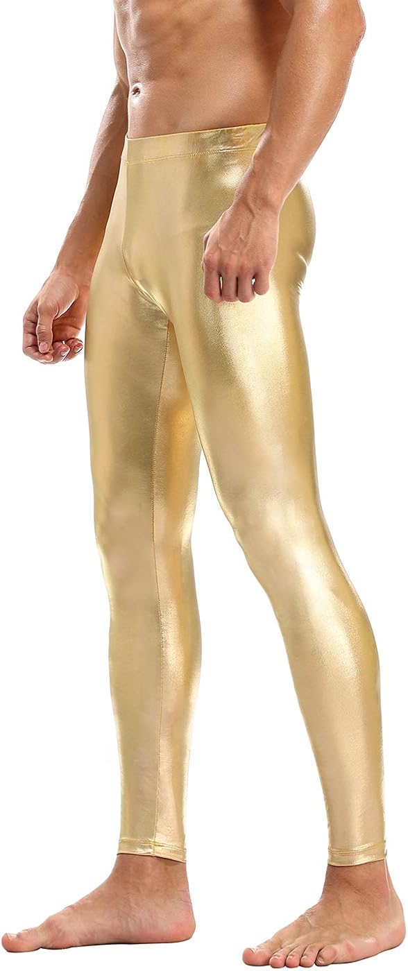 HDE Mens Holographic Meggings; Leggings for Halloween Costume, Disco, Festival: Clothing