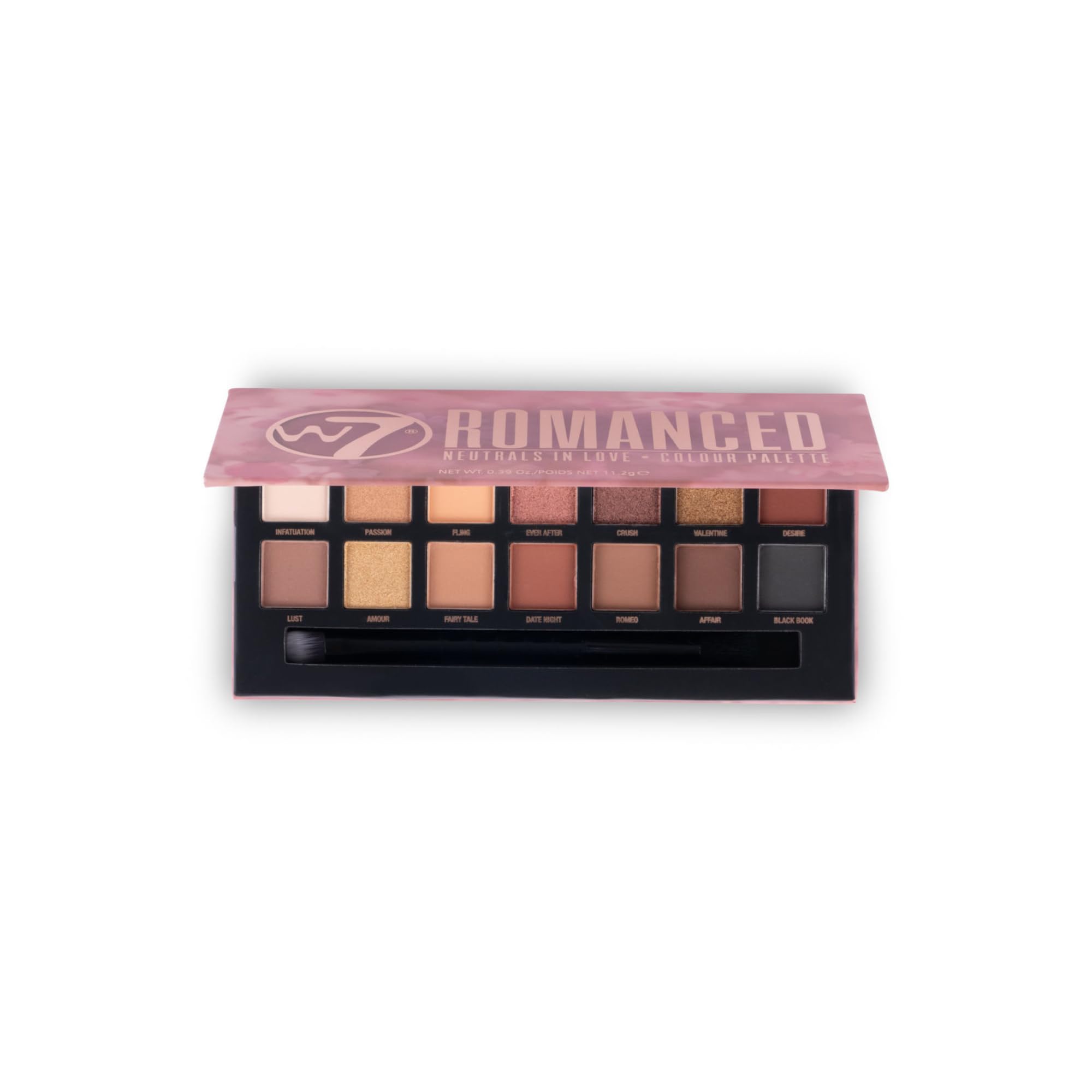 W7 Romanced Eyeshadow Palette - 12 Natural, Pink Nude Colours - Flawless Long-Lasting Makeup