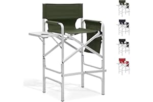 SFIHOME Directors Chair, 31“Tall Foldable Camping Chairs, Folding Aluminum Frame Vanity Chair, Makeup Artist Chair, Portable Camping Chair with Side Table, Cup Holder and Pockets, 250lbs Capacity (Green)