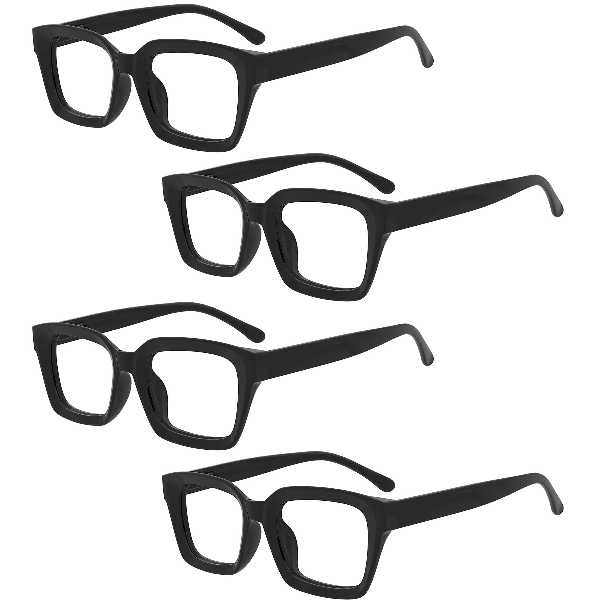 Eyekepper 4 Pack Ladies Reading Glasses - Oversized Square Design Readers for Women Black