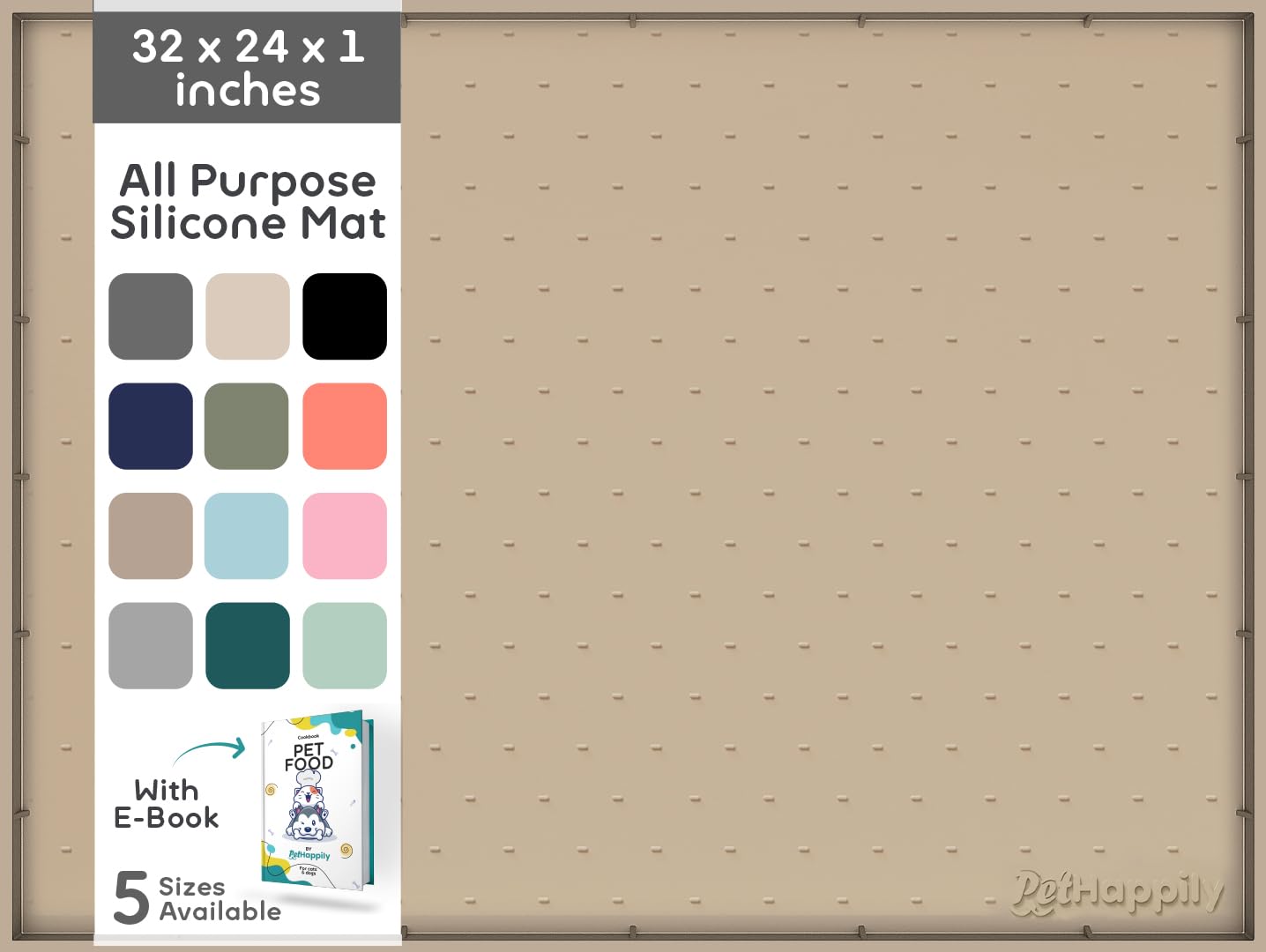 Photo 1 of 32x24x1” XL Dog Food Mat - All Purpose Under Sink Liner, Washer and Dryer Covers for The Top, Silicone Griddle Mat for Blackstone - Raised Edges Dog Mat for Food and Water Prevent Spill, Waterproof