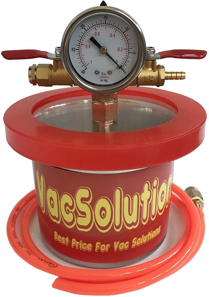 VacSolutions Mini 1.5 Quart Vacuum Chamber Degassing Chamber Kit to Urethanes Silicone Epoxies