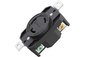 ELEGRP NEMA L6-30R Flush Mounting Locking Receptacle, Twist Lock Socket/Outlet for Generator, 30 Amp 250V 2 Pole 3 Wire Grounding, Industrial Grade Heavy Duty, UL Listed (1 Pack, Black)