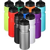 Sunnyray 10 Pcs Squeeze Sports Water Bottle 23 oz Reusable Blank Plastic Sports Water Bottle with Pull Top Cap for Adults Fitness Bike, Dishwasher Safe(Multi Colors)