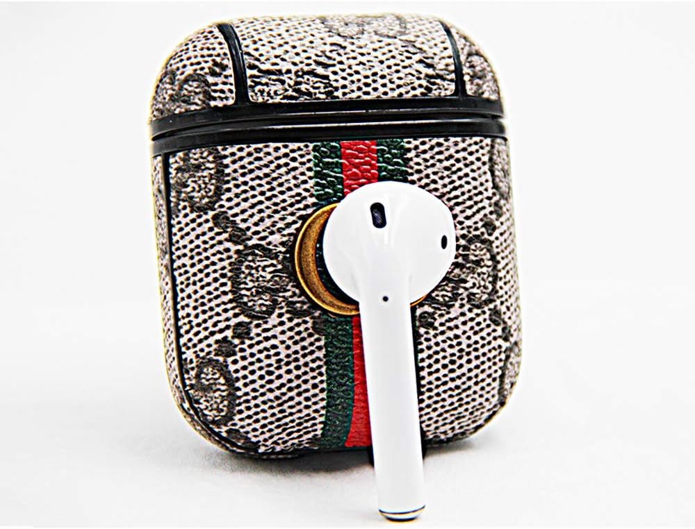 AirPods Case,Luxury Designer AirPods Case Protective Cover Shockproof Elegant Skin Air Pod Leather Case Compatible with AirPods 2,1Wireless Headphone Charging AirPods Cool Case for Girs. (Brown)