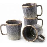 XINRRY 12 oz Ceramic Coffee Mugs Set of 4 Vintage Purple Stoneware Tea Cups | 4 Pack Farmhouse Kitchen Mugs Tea Latte, Lead-Free Microwave Dishwasher Safe, Unique Gradient Reactive Glaze Decorative Cups