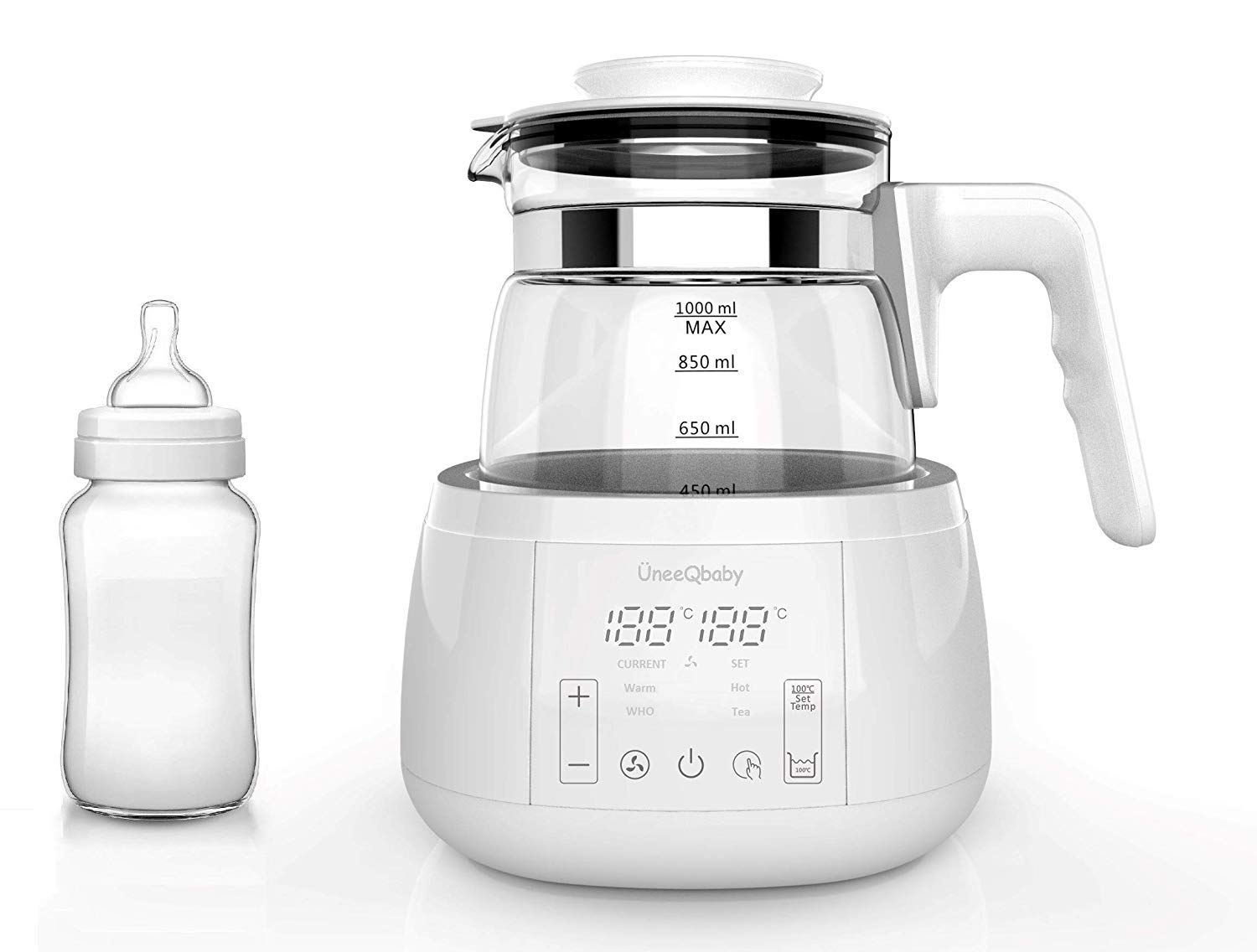 ÜneeQbaby PerfectTemp Baby Bottle Maker, 24hr Temp-Controlled Formula Maker, 2-Minute Prep, Totally Silent, Ideal for Night Feeds, Night light edition