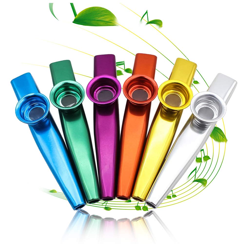 Metal Kazoo Musical Instruments 6 Different Colors Aluminum Alloy Metal Kazoo Kids Set A Good Companion for Guitar, Ukulele, Violin, Piano Keyboard Great Christmas Gift for Kids Music Lovers