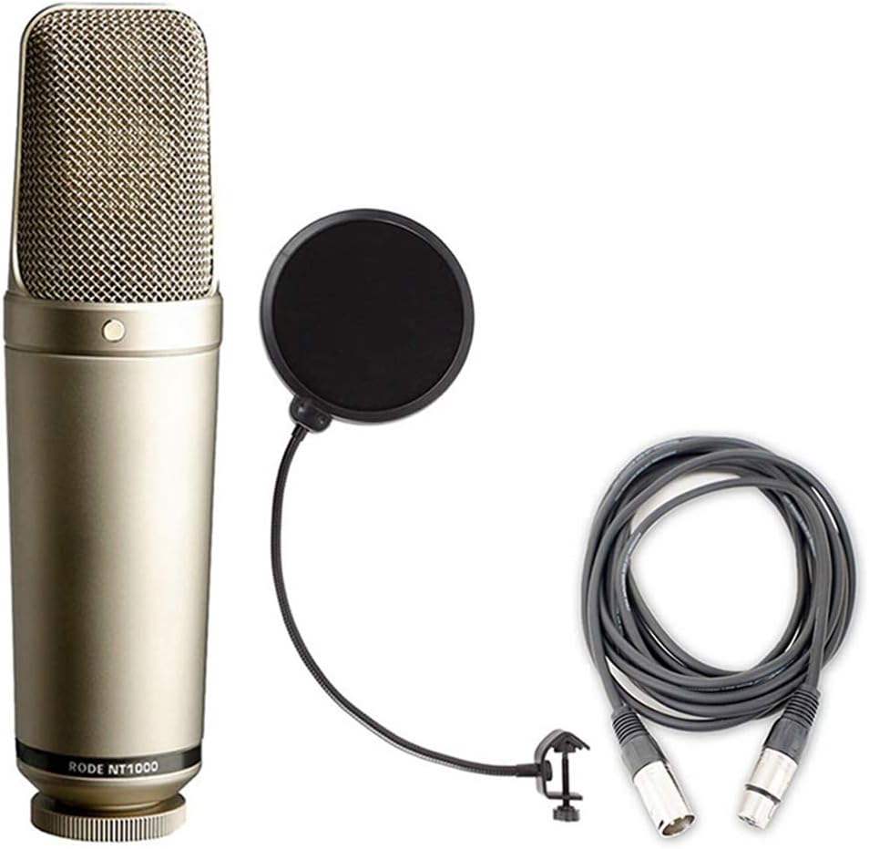 Rode NT1000 Mic w/AxcessAbles XLR-XLR20 Audio Cable & Windpop Mic Pop Filter