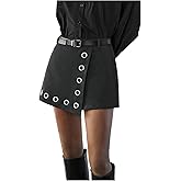 MakeMeChic Women's High Waist Mini Skirt Wrap Eyelet Grommet Work Shorts Skort with Belt
