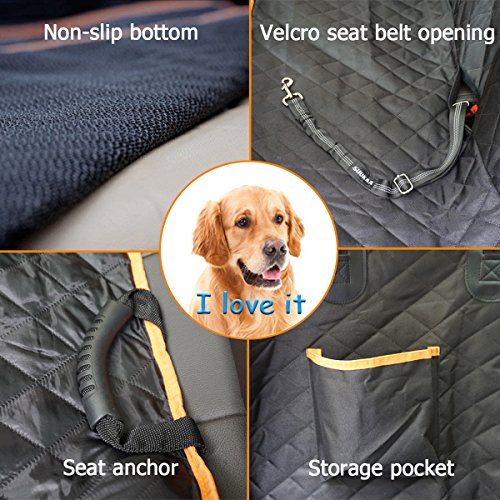 SUUKAA Durable 900D Oxford Cloth Dog Seat Cover for Back Seat,Middle Zipper,Visual Mesh Window,Door Protection,Waterproof,for Car SUV Truck