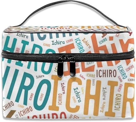 Amazon メイクポーチ 化粧品ポーチ 日本人の名前 Ichiro 一郎 バニティポーチ 多機能収納 化粧品収納 小物入れ 大容量 Black One Size シューズ バッグ