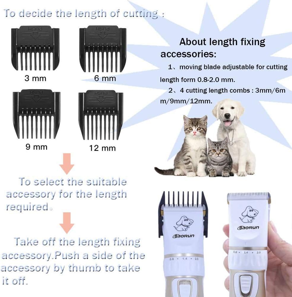 Maxshop Pet Grooming Clippers, Professional Quiet Rechargeable Cordless Pet  Hair Clippers with Comb Guides Scissors Stainless