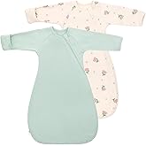 Newborns Baby Transitional Swaddle Sack Arms Up Length Sleeves Mitten Cuffs 2 Pack 0-3 Months, Wearable Sleeping Bag Swaddling Blanket for Boys Girls, Cotton Sleep Sacks Snug Fit Calms Startle Reflex