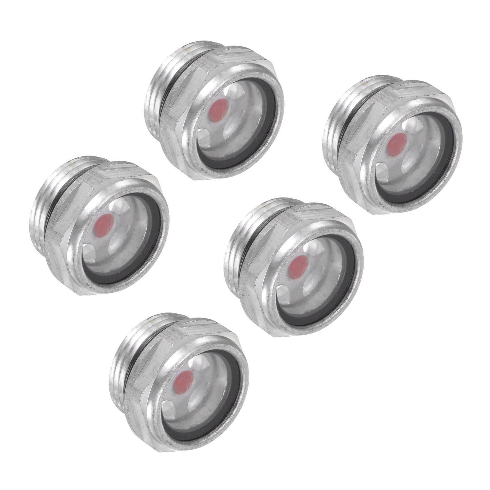 CoCud Air Compressor Oil Sight Glass, | M22x1.5mm Male | Aluminum Hex Head Oil Liquid Level Indicator Glass Window - (Applications: for Gearbox Fittings), 5-Piece
