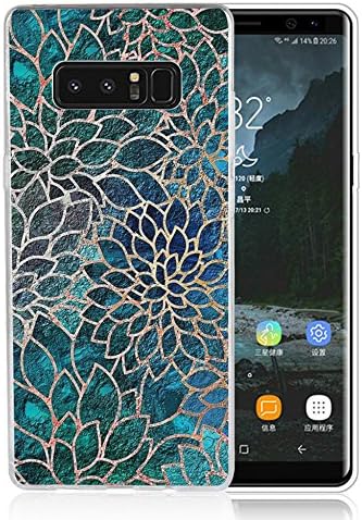 Note 8 Case Blue-green gem floral design, LAACO Scratch Resistant TPU Gel Rubber Soft Skin Silicone Protective Case Cover for Samsung Galaxy Note 8