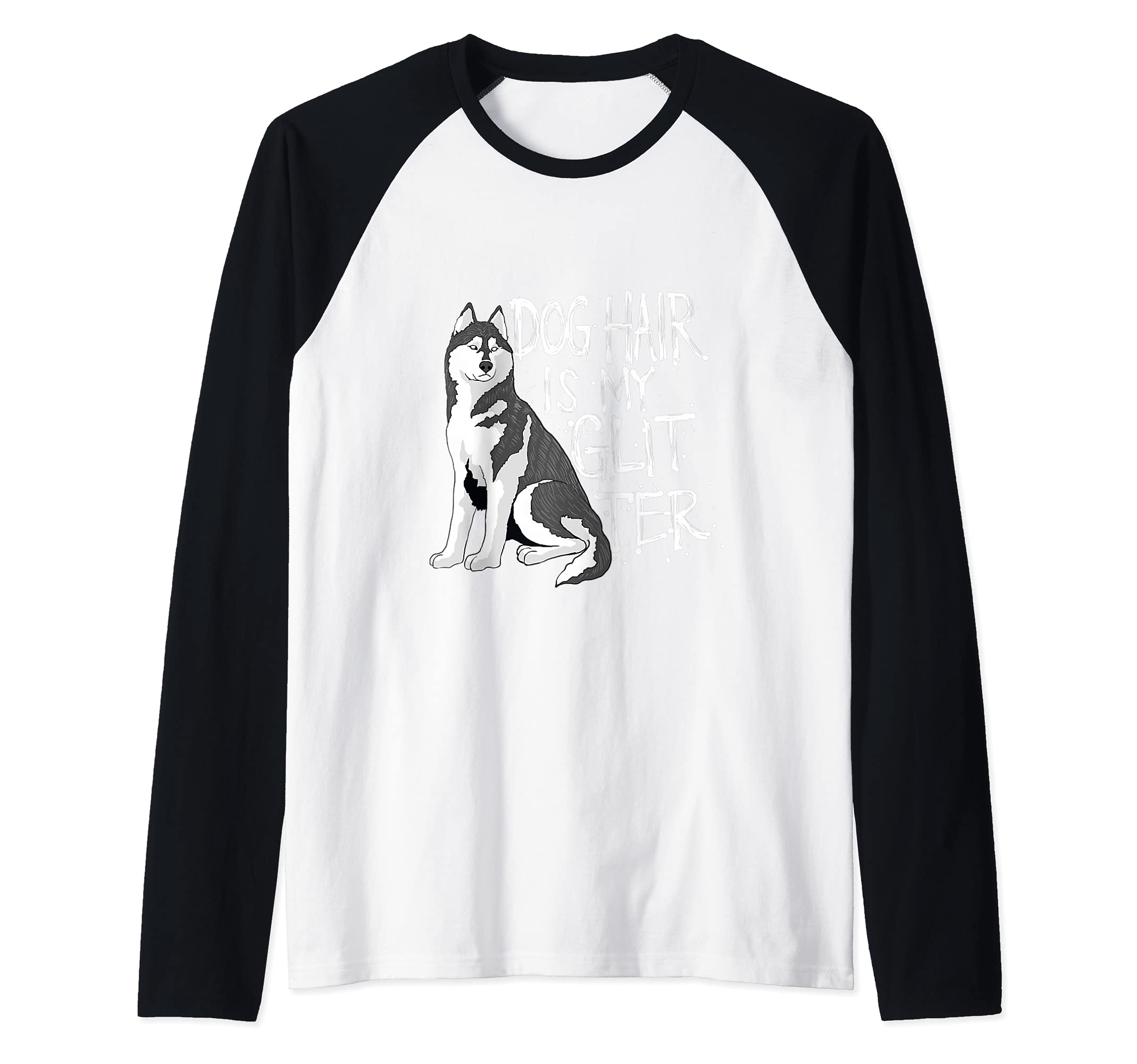 Pet Siberian Husky Dog Hair Raglan Baseball Tee