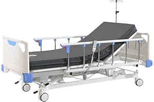 OLERN Premium 3 Function Full Electric Hospital Bed with 4.7" Memory Mattress for Home Use-16.1"-29.1" Height Range, Central Control System-5" Casters, 530LBS Loading, Adjustable Medical Bed Frame