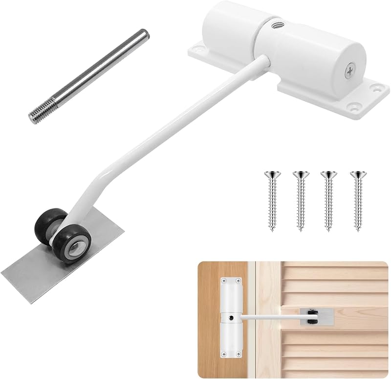 PCKOBEVER Spring Door Closer Adjustable Aluminum Door Closer White