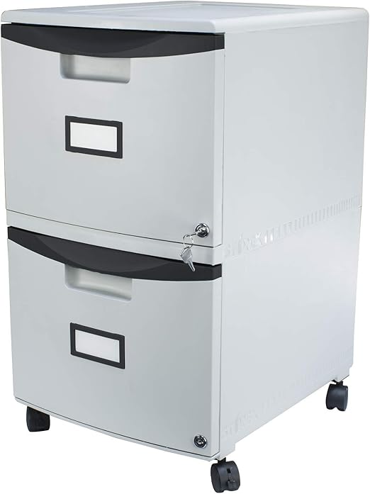 Storex Plastic 2 Drawer Mobile File Cabinet All Steel Lock And Key Gray Black Amazon Ca Office Products