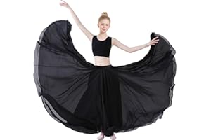 TLMNU Children's Lyrical Dance Skirt Gradient Color Chiffon Long Swing Sheer Wrap Skirts for Modern Ballet Performance