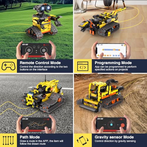 Technic Robot Building Sets, 688PCS 5-IN-1 RC Robot and Car, Remote and App Controlled Building Kit, Rechargeable RC Building Block, Engineering Kits Toys Gifts for Teen Boys Age 8-12 13 14 15+