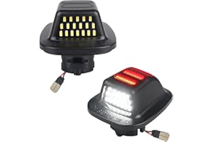 MbuyDIY LED License Plate Light Lamp with Red OLED Neon Tube Compatible with Chevy K1500 C1500 1988-1999, Silverado Sierra 1988-1998, Tahoe Yukon Suburban S10 Black housing 6000K White, Pack of 2