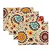 KEPSWET Placemats Set of 4 Colorful Reversible Placemats for Dining Table Cotton Washable Table Mats Boho 12x18 Inch