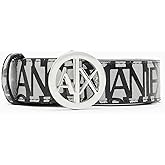 Armani Exchange womens All-over Print Round Buckle Logo Belt