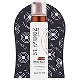 St Moriz Advanced Color Correcting Self Tanner Mousse in Medium with Tanning Mitt Bundle - Self Tanning Foam for Face & Body - With Hyaluronic Acid & Vitamin B5 (7.78 fl oz)