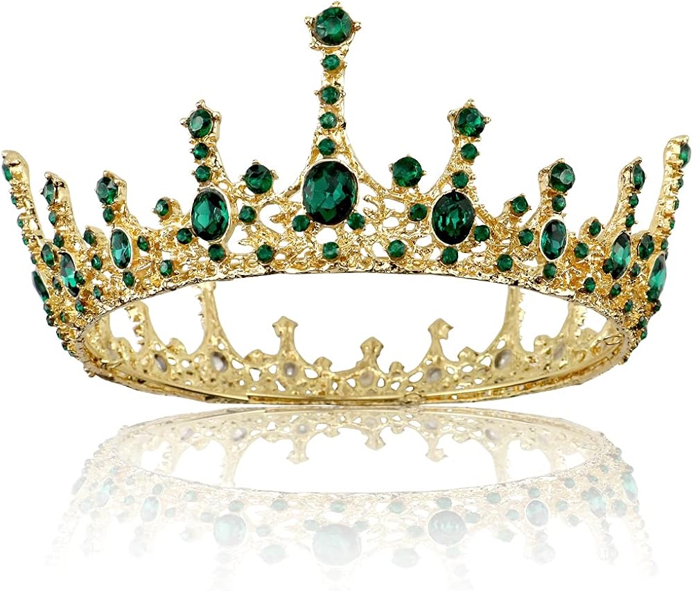 NODG Gold Crowns for Women Tiaras for Women with Green Gems Gold Queen