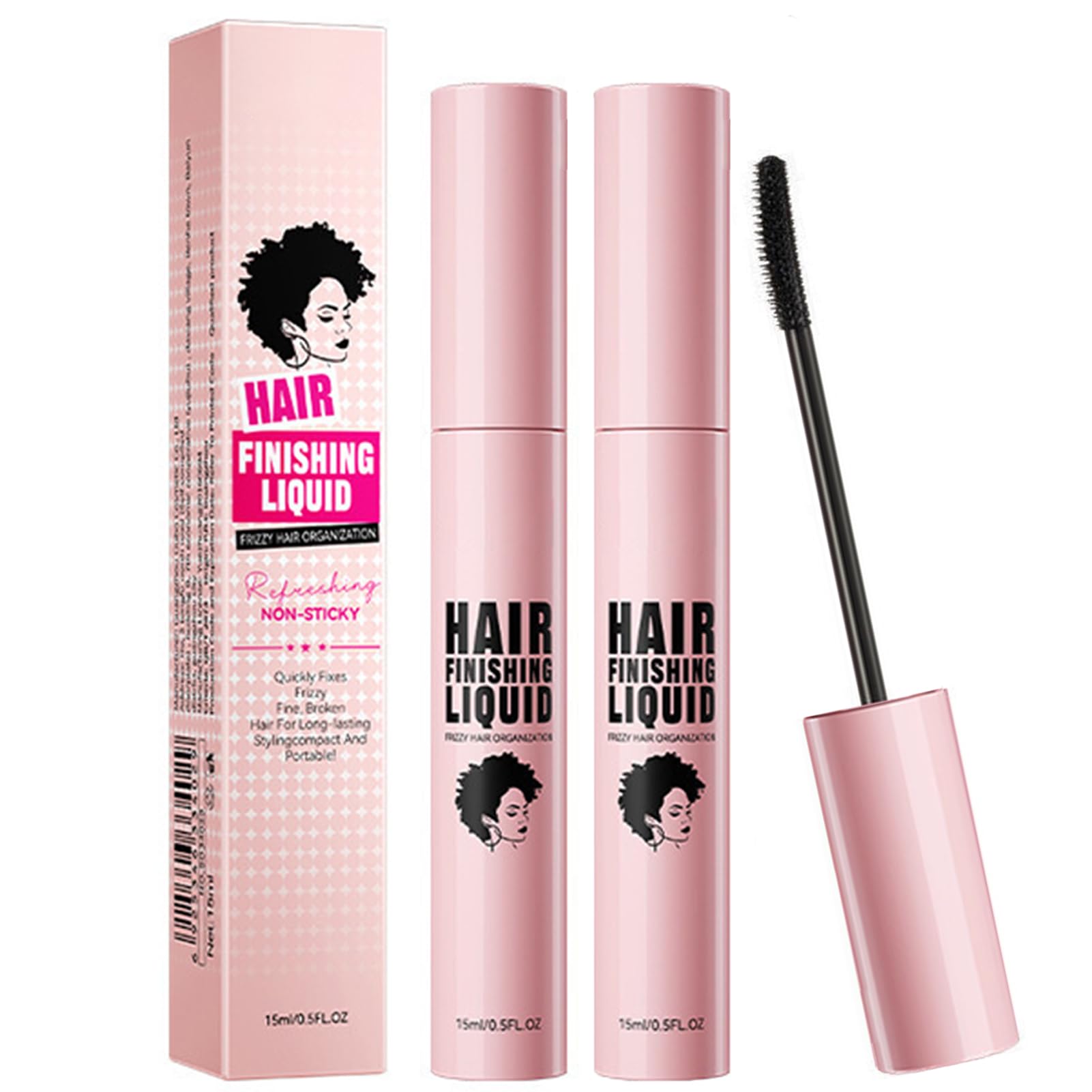 Hair Finishing Stick - 15ml Fly Away Hair Stick - Hair Mascara for Flyaway Hair - Hair Tamer Shaping Gel Moisturizing Not-greasy Flash Moment Stick (2pc)