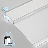 MANSNIX No-Drill Motorized Blackout Blinds with Remote, White, 34" x 72" | Tool-Free Installation, Works with Tuya &amp; Alexa via Hub, Cordless, Child Pet &amp; Renter Friendly, Privacy, Thermal Cooling
