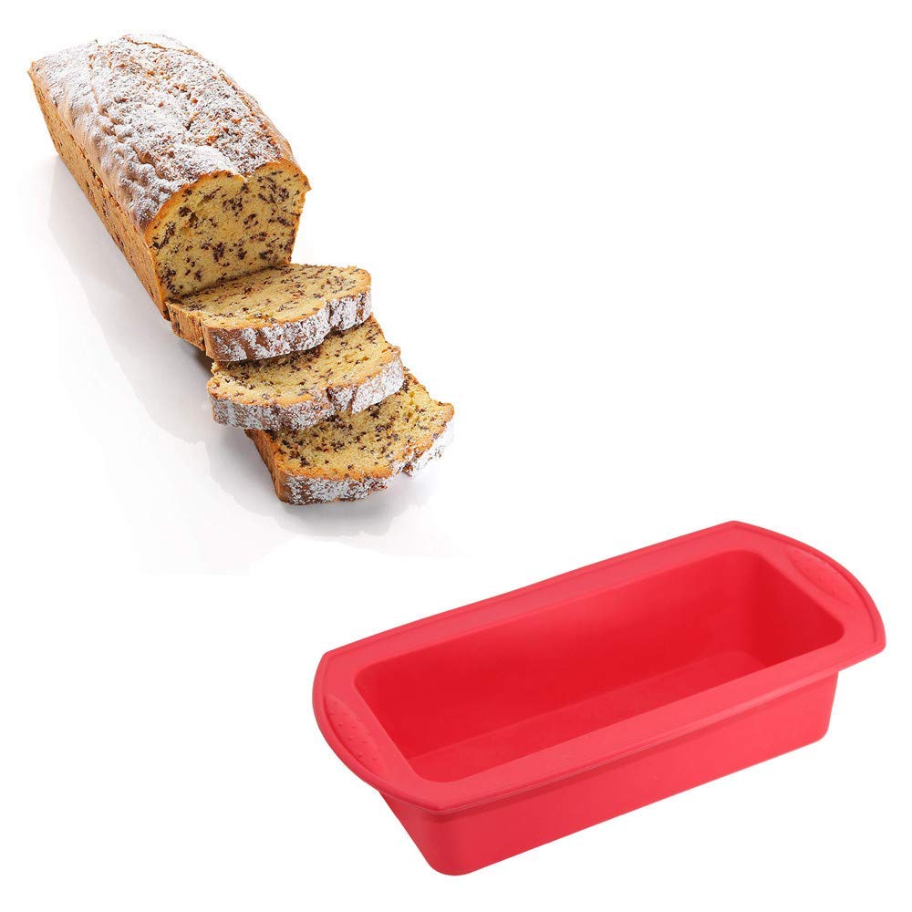 Golddunes red Loaf Tin 2.5" Deep Bread Mould Silicone Non Stick Baking Tray Rectangle Cake Bakeware Set