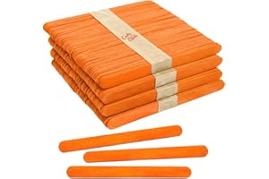 CraftySticks- 200 Pack 4.5 Inch Orange Popsicle Sticks, Wood Craft Sticks for Crafts, Learning and STEM Basics