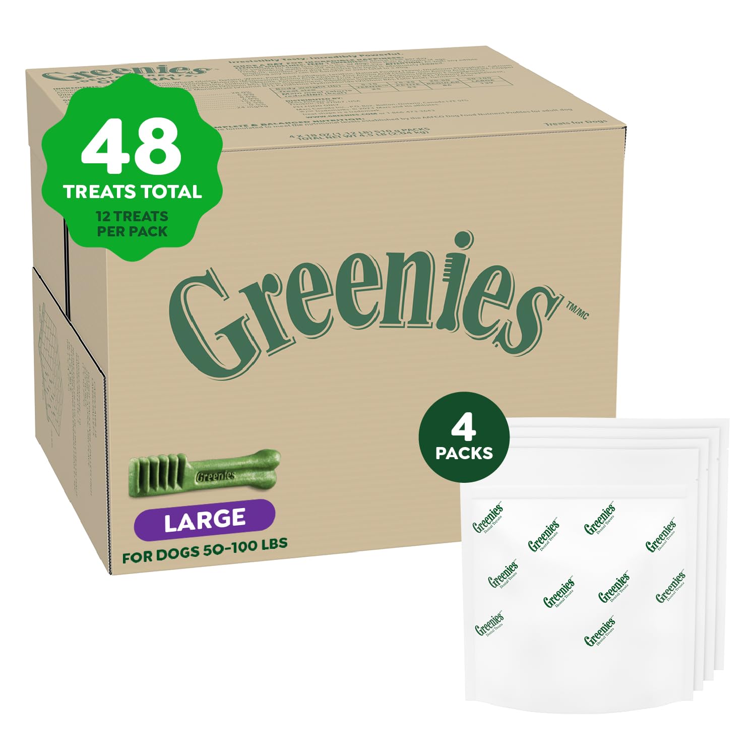 Greenies Original Large Dental Dog Treats, (4) 12