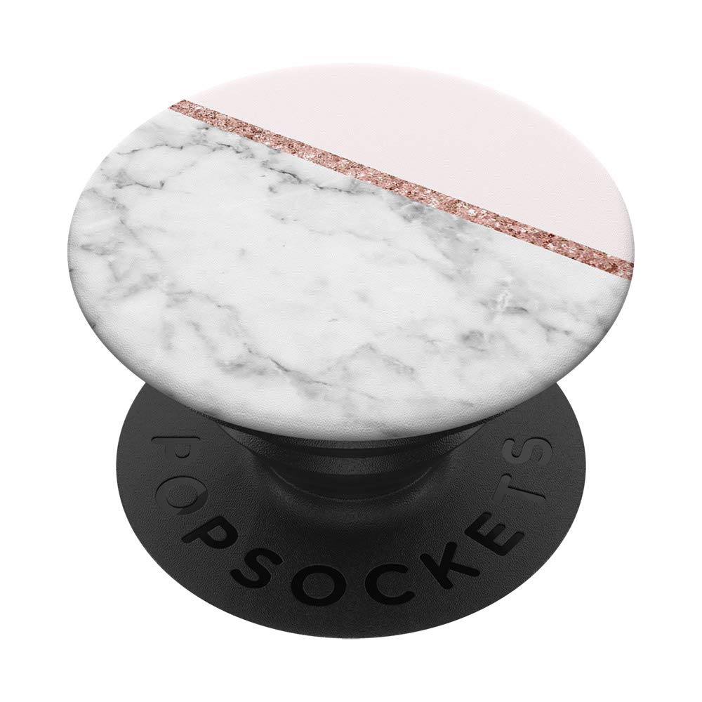 PopSockets Cute Pink White Geometric Natural-Marble PopSockets Grip and Stand for Phones and Tablets