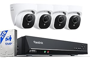 Reolink 8CH 5MP PoE Home Security Camera System, 4pcs Wired 5MP Outdoor PoE IP Cameras Outdoor with Person Vehicle Detection,