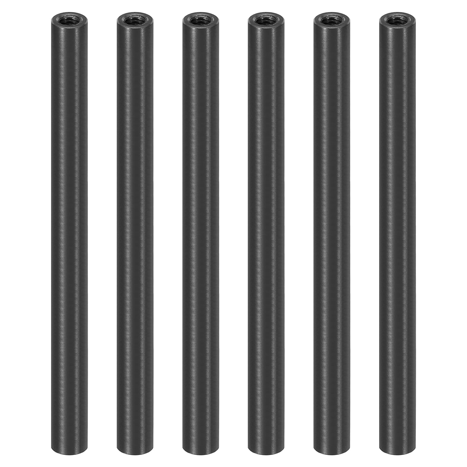 PATIKIL 6pcs M3 Metal Threaded Standoff Spacer Nuts, Round Aluminum Spacers Female Coupling Screws, 1/8" ID x 3/16" OD, Black, (80mm L)