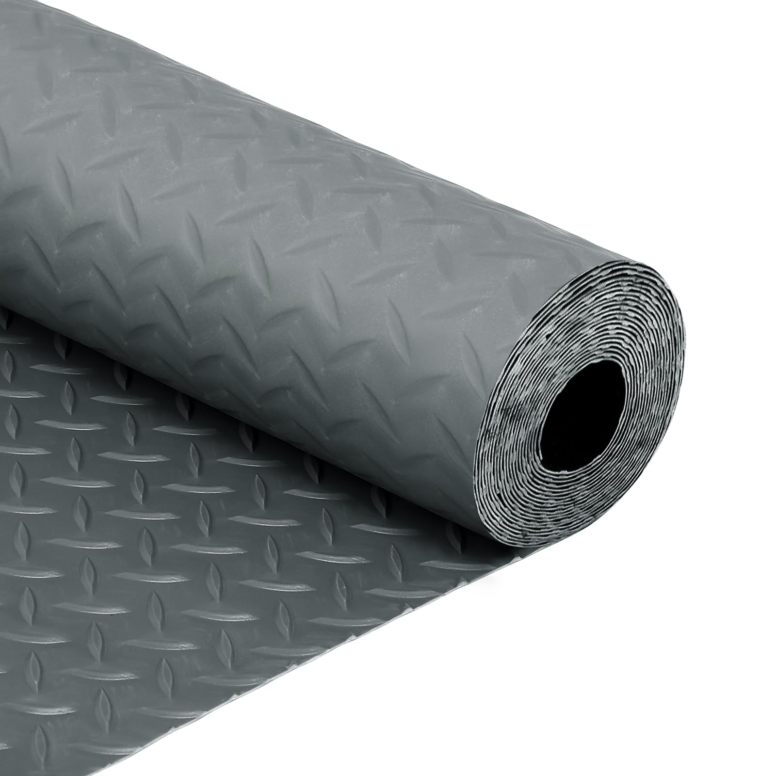 Photo 1 of ***used + minor damage ****FAHKNS 7.5 X 17 FT Garage Floor Mat, Diamond Plate PVC Flooring Roll Thickened Garage Mats, Heavy Duty Parking Mat Waterproof Non-Slip Floor Protector For Car, Trailer, SUV, Basement, Gym, Shed (Grey)