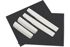 MAXCHEER 6 String Acoustic Guitar Bone Bridge Saddle and Nut Made of Real Bone with 2pcs Sandpaper(2 set Acousitc Bone Saddle and Nut)