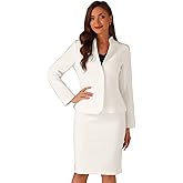 Allegra K Suits 2 Piece Skirt Set for Women's Business Office Outfits Collarless Blazer Pencil Skirts Suit Sets