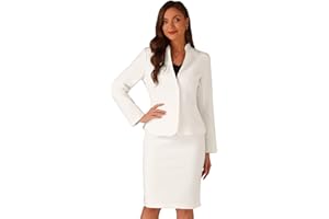 Allegra K Suits 2 Piece Skirt Set for Women's Business Office Outfits Collarless Blazer Pencil Skirts Suit Sets