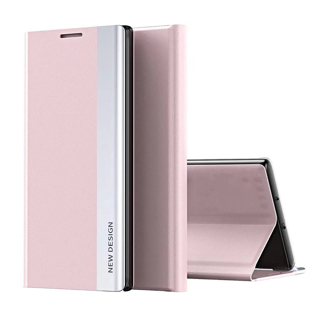 COQUE Case for Xiaomi 11T Pro Cover,Ultra Slim Flip Right Side Magnetic Leather Shell,Shockproof TPU Phone cover for Xiaomi 11T Pro/Xiaomi 11T-Pink โ image 1
