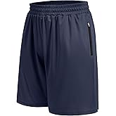 BOOJO Basketball Gym Mens Shorts with Zipper Pockets - Quick Dry Lightweight Athletic Workout Running Casual Shorts for Men